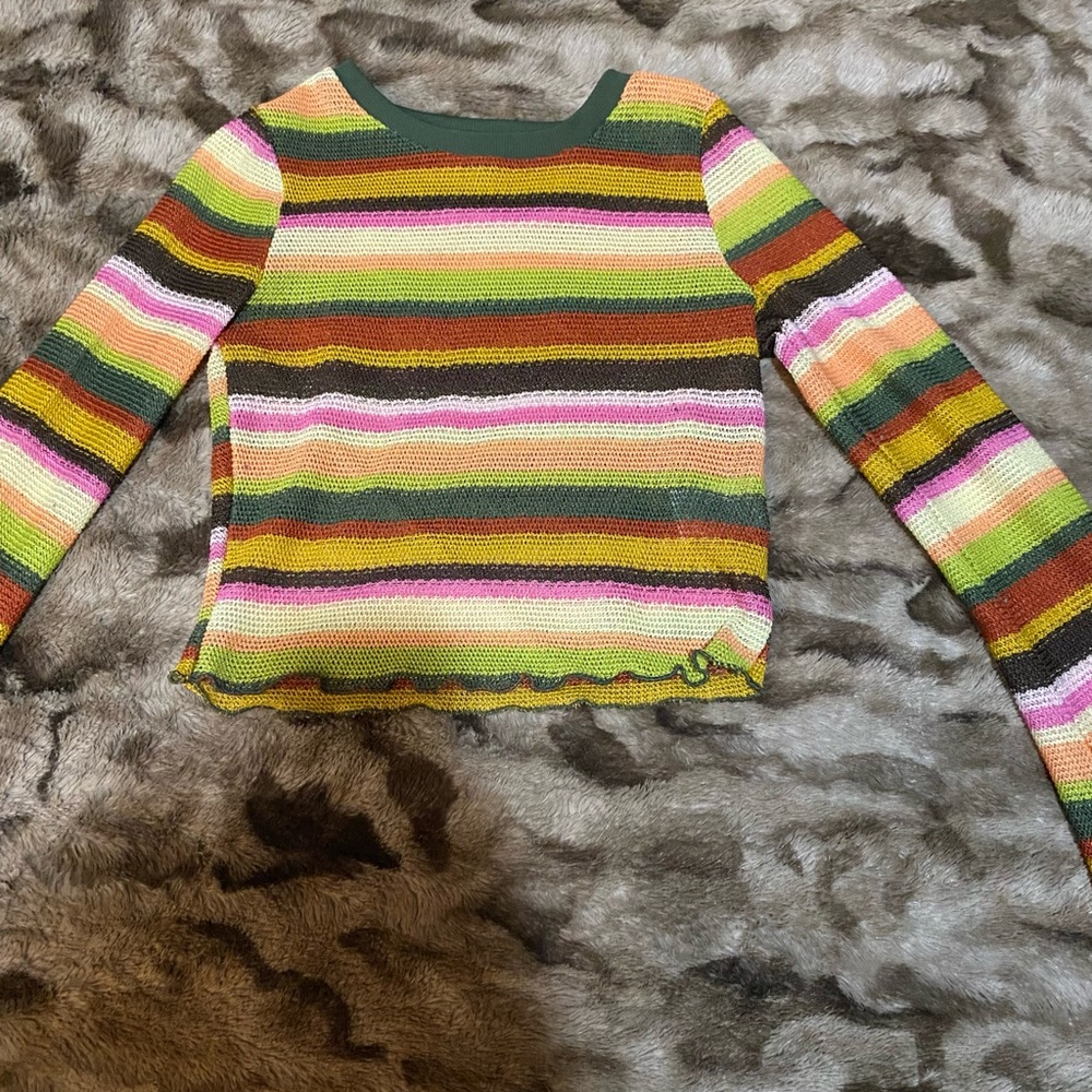 Almost Famous Women's Pink and Green Crop-top Size S